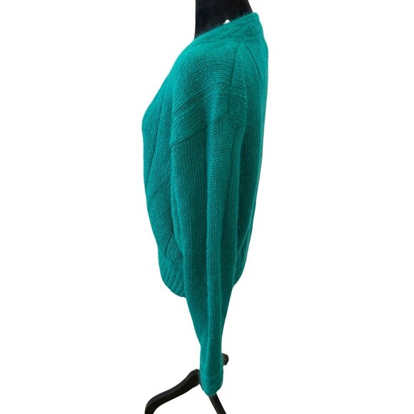 Vintage Gallagher Women's Teal Mohair Blend Cozy Cable Knit Button-Up Cardigan M - Picture 5 of 10